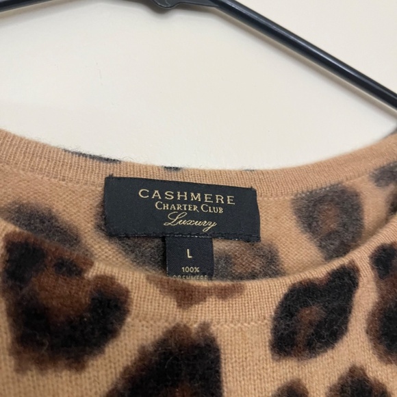 Charter Club 100% Cashmere Cheetah Print Sweater size L - Picture 3 of 7